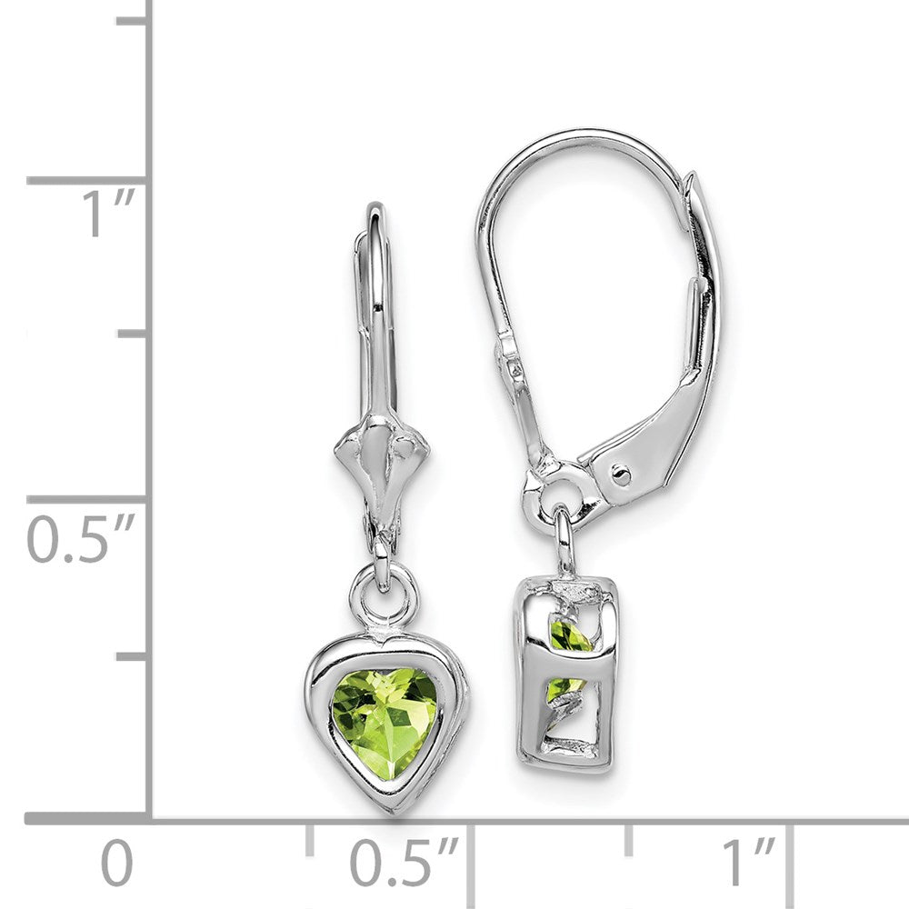 Sterlingsilber Rhodiniert 5mm Herz Peridot Ohrhänger mit Brisur