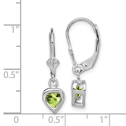 Sterlingsilber Rhodiniert 5mm Herz Peridot Ohrhänger mit Brisur