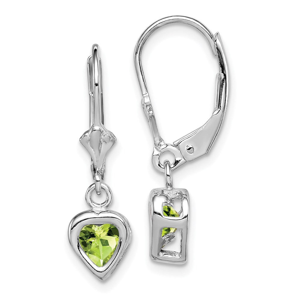 Sterlingsilber Rhodiniert 5mm Herz Peridot Ohrhänger mit Brisur