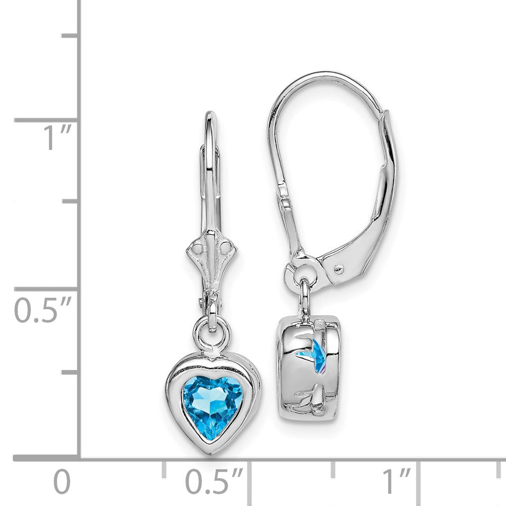 Sterlingsilber Rhodiniert 6mm Herz Blautopas Ohrhänger mit Brisur