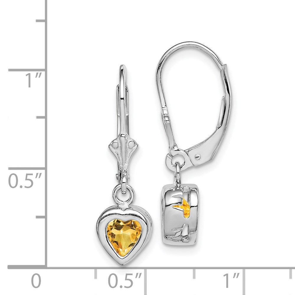 Sterlingsilber Rhodiniert 6mm Herz Citrin Ohrhänger mit Brisur