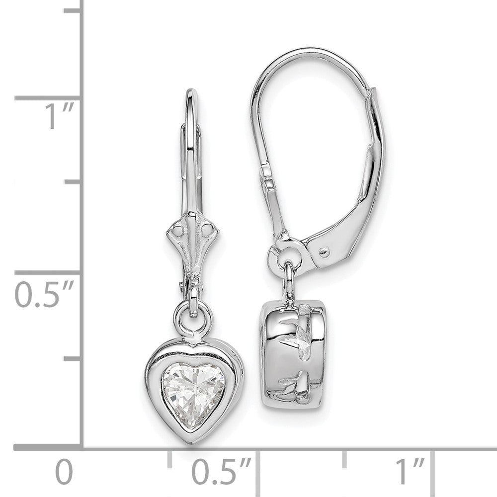 Sterlingsilber Rhodiniert 6mm Herz Zirkonia Ohrhänger mit Brisur