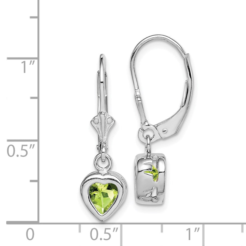Sterlingsilber Rhodiniert 6mm Herz Peridot Ohrhänger mit Brisur