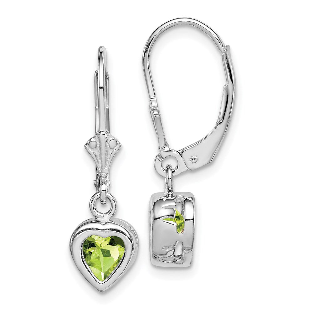 Sterlingsilber Rhodiniert 6mm Herz Peridot Ohrhänger mit Brisur