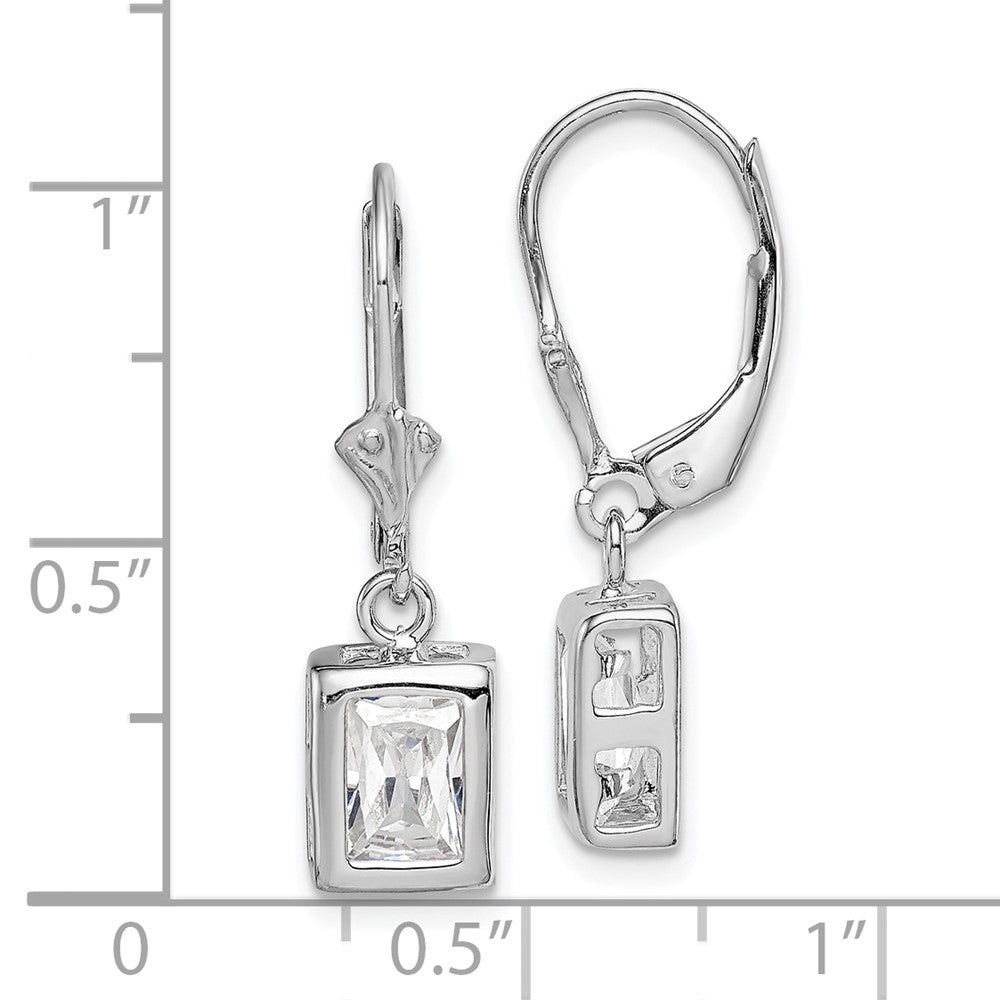 Sterlingsilber Rhodiniert 7x5 Smaragdschliff Zirkonia Ohrhänger mit Brisur