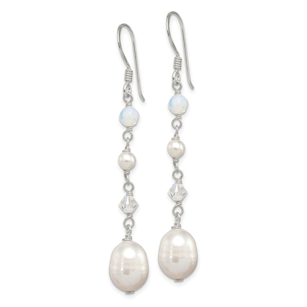 Sterlingsilber Poliert Fwc Perle/opalite Kristall/crystal Ohrhänger