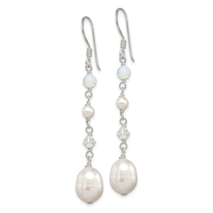 Sterlingsilber Poliert Fwc Perle/opalite Kristall/crystal Ohrhänger