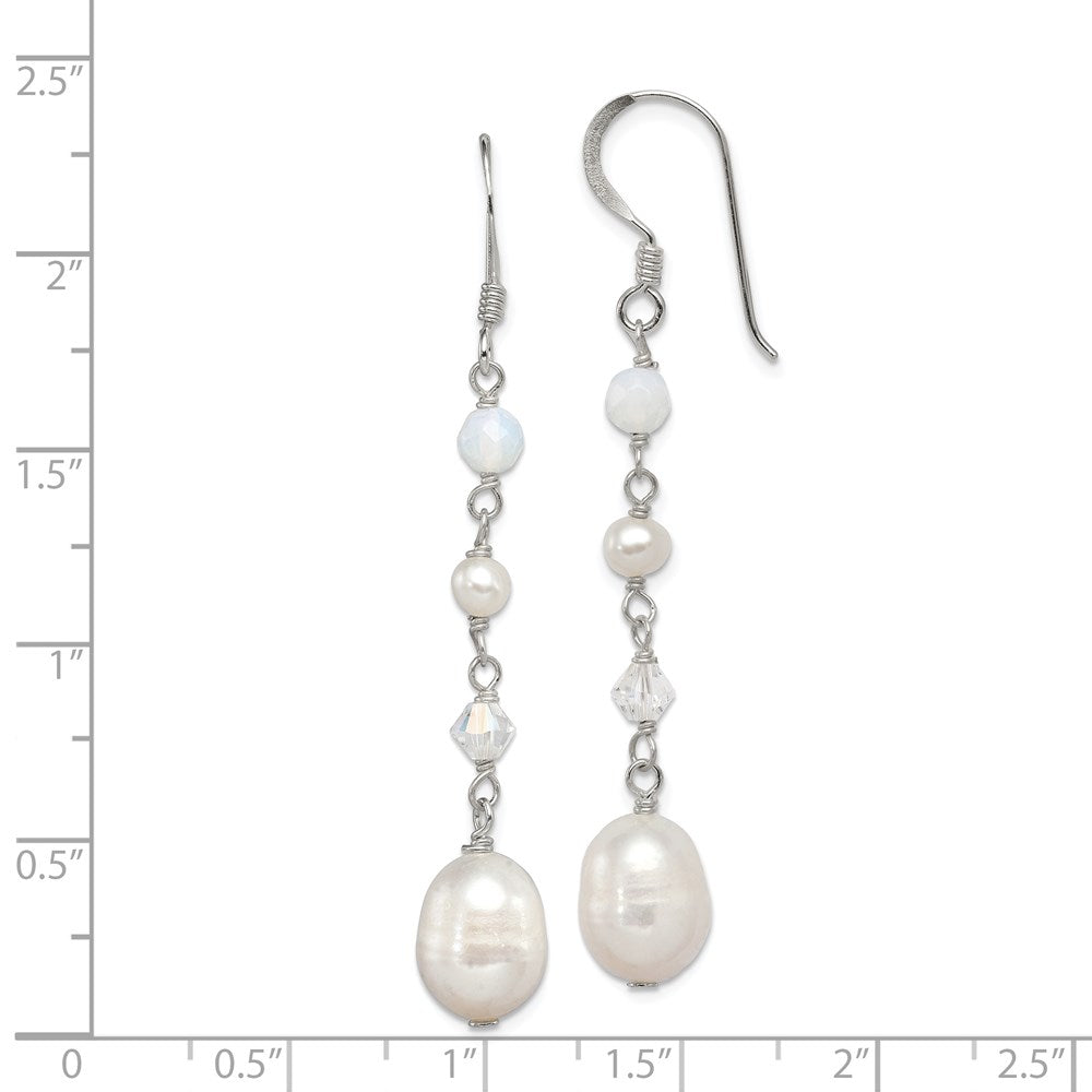 Sterlingsilber Poliert Fwc Perle/opalite Kristall/crystal Ohrhänger