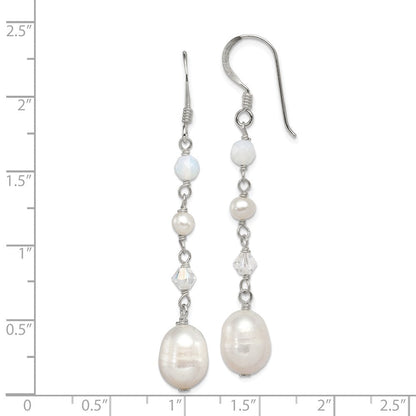 Sterlingsilber Poliert Fwc Perle/opalite Kristall/crystal Ohrhänger
