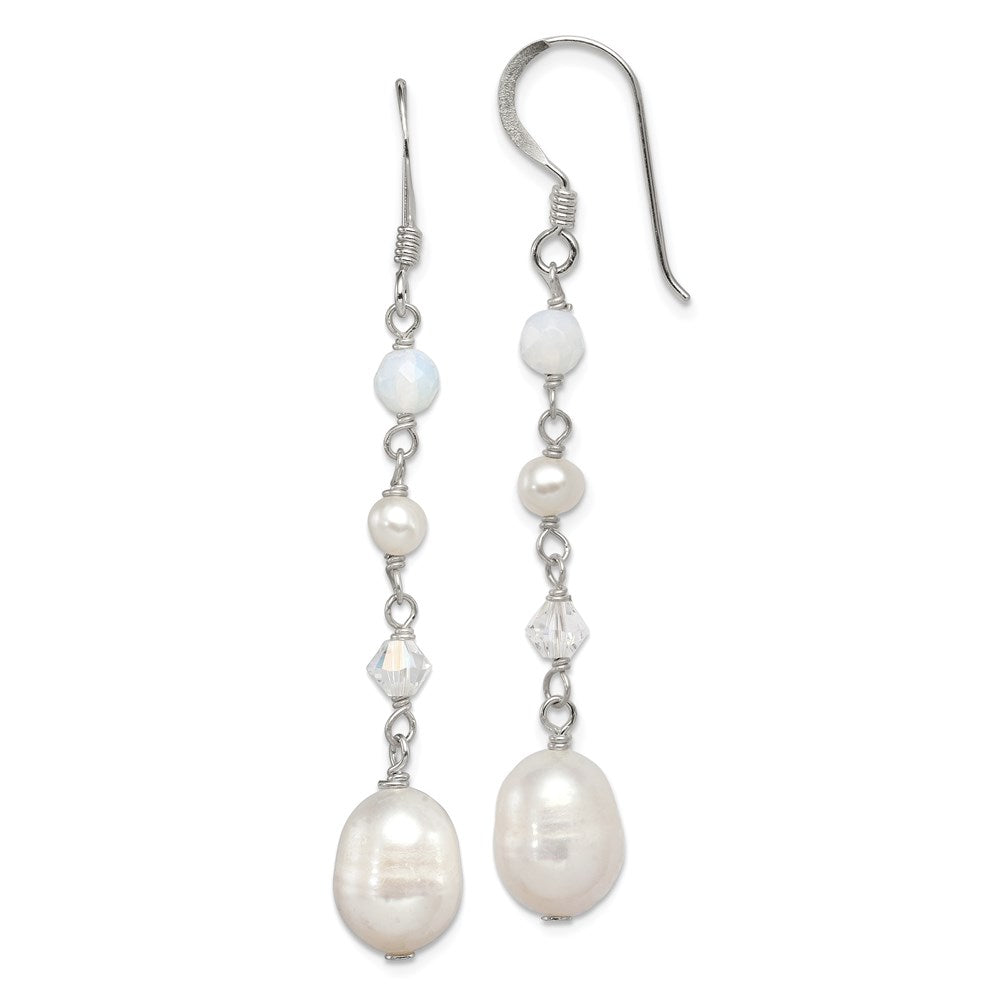Sterlingsilber Poliert Fwc Perle/opalite Kristall/crystal Ohrhänger