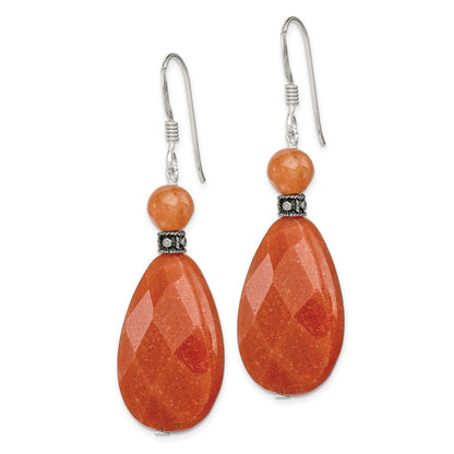 Sterlingsilber Poliert & Antikisiert Carnelian Tropfen Ohrhänger