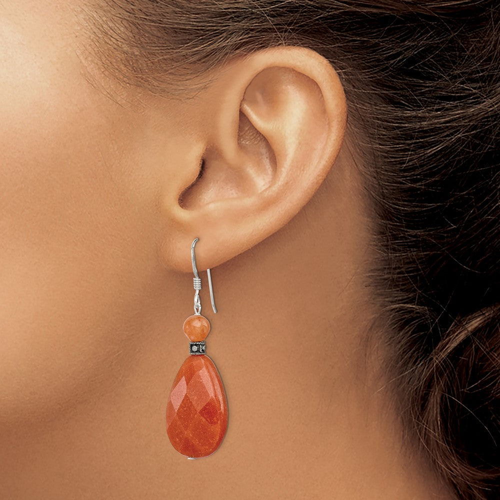 Sterlingsilber Poliert & Antikisiert Carnelian Tropfen Ohrhänger