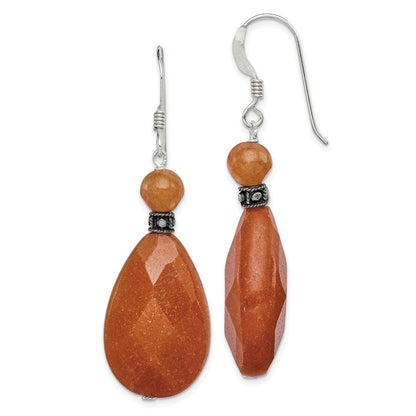 Sterlingsilber Poliert & Antikisiert Carnelian Tropfen Ohrhänger