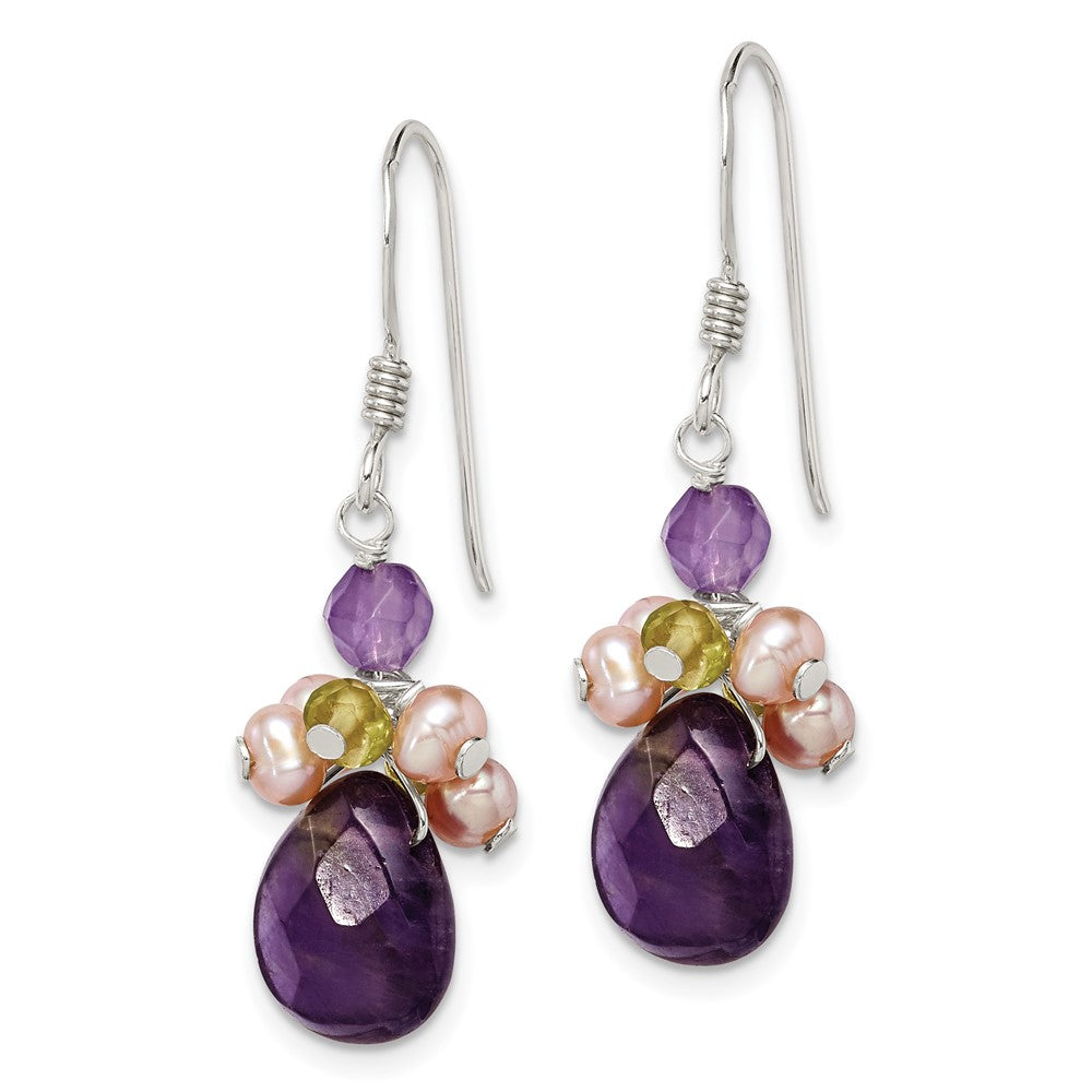 Sterlingsilber Amethyst, Peridot & Peach Fwc Perle Ohrhänger