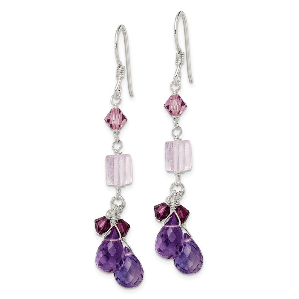 Sterlingsilber Poliert Amethyst, Lavender Quarz & Kristall Ohrhänger