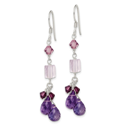 Sterlingsilber Poliert Amethyst, Lavender Quarz & Kristall Ohrhänger