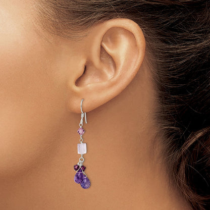 Sterlingsilber Poliert Amethyst, Lavender Quarz & Kristall Ohrhänger