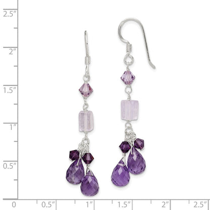Sterlingsilber Poliert Amethyst, Lavender Quarz & Kristall Ohrhänger