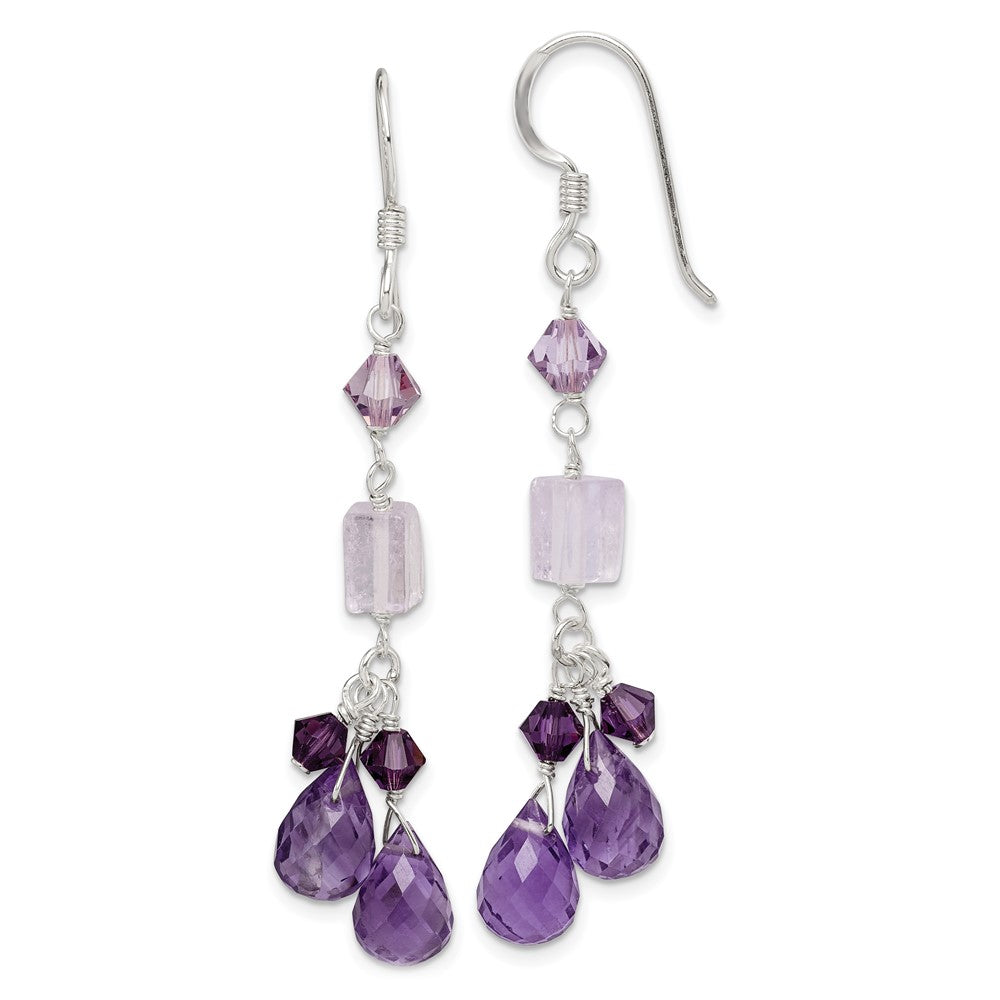 Sterlingsilber Poliert Amethyst, Lavender Quarz & Kristall Ohrhänger