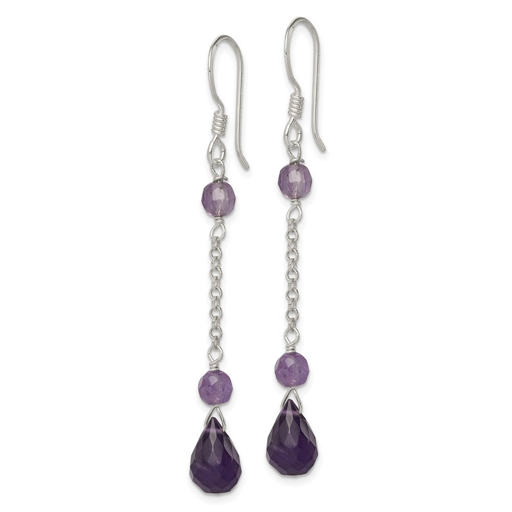 Sterlingsilber Poliert Amethyst Tropfen Ohrhänger
