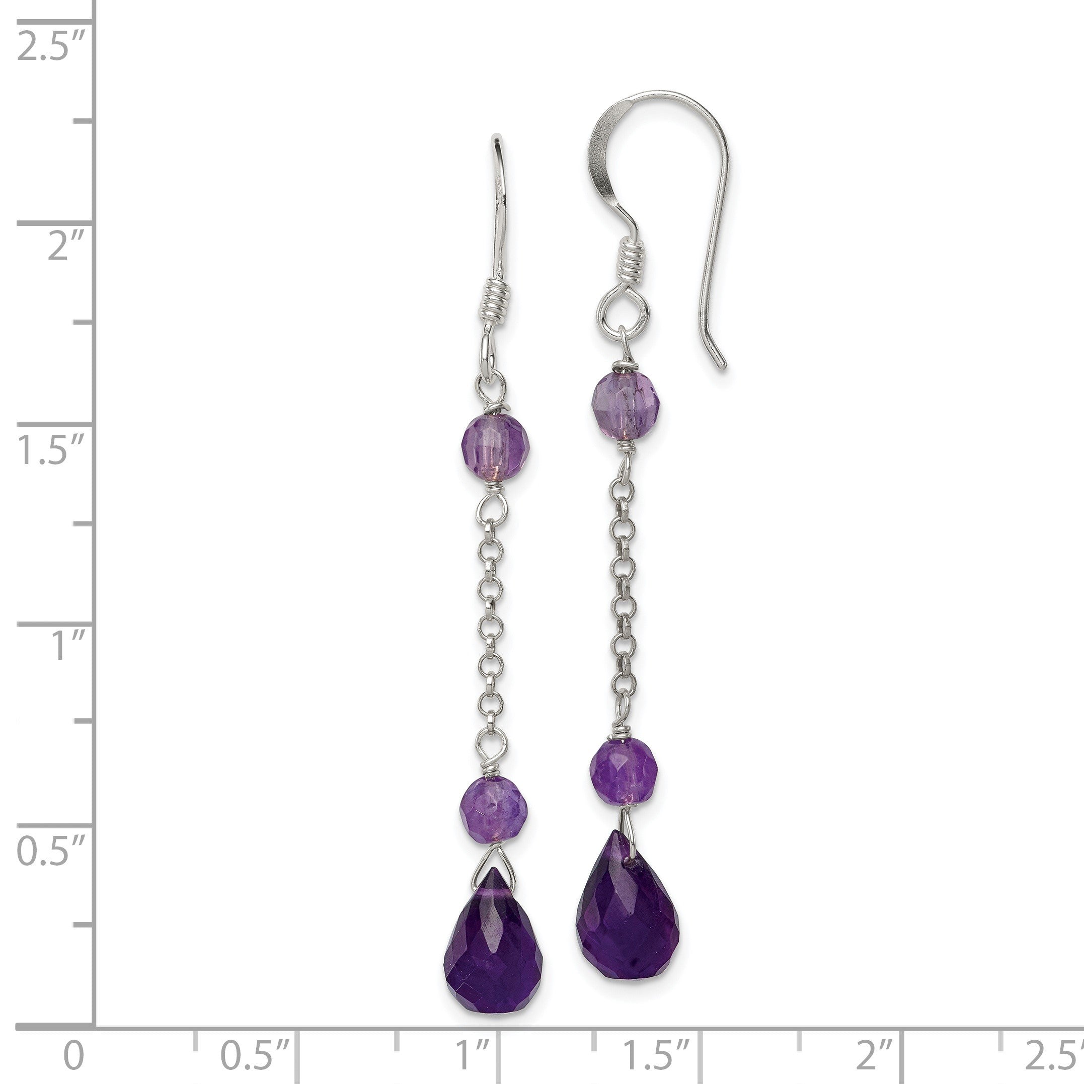 Sterlingsilber Poliert Amethyst Tropfen Ohrhänger