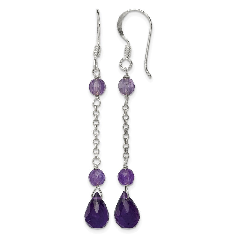 Sterlingsilber Poliert Amethyst Tropfen Ohrhänger
