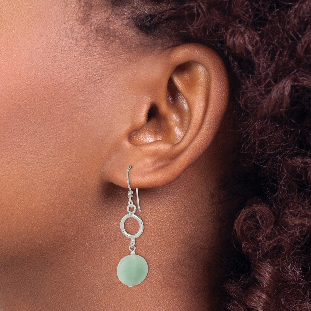 Sterlingsilber Poliert Amazonite Kreis Ohrhänger