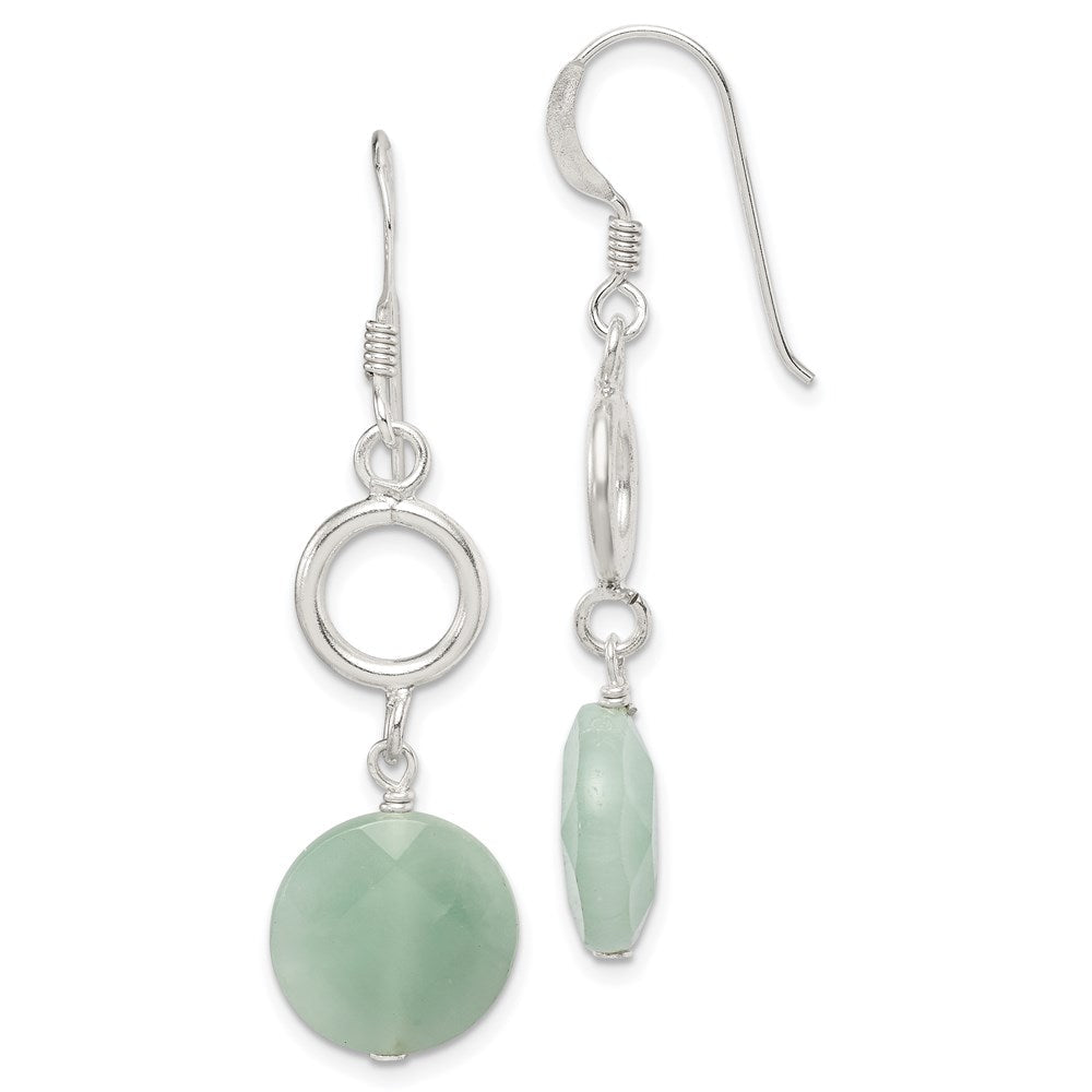 Sterlingsilber Poliert Amazonite Kreis Ohrhänger