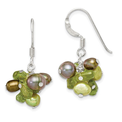 Sterlingsilber Poliert Grün Fwc Perle & Peridot Ohrhänger