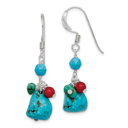 Sterlingsilber Dyed Howlite/turquoise/red Coral Ohrringe