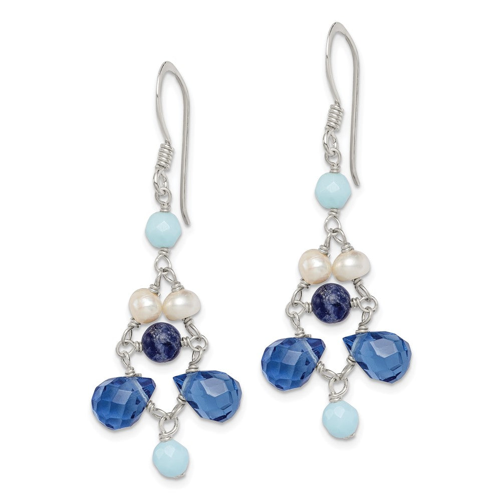 Sterlingsilber Poliert Amazonite/ Kristall / Lapis Fwc Perle Hängend Earr
