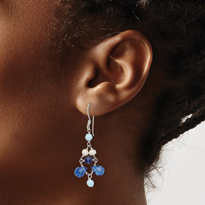 Sterlingsilber Poliert Amazonite/ Kristall / Lapis Fwc Perle Hängend Earr
