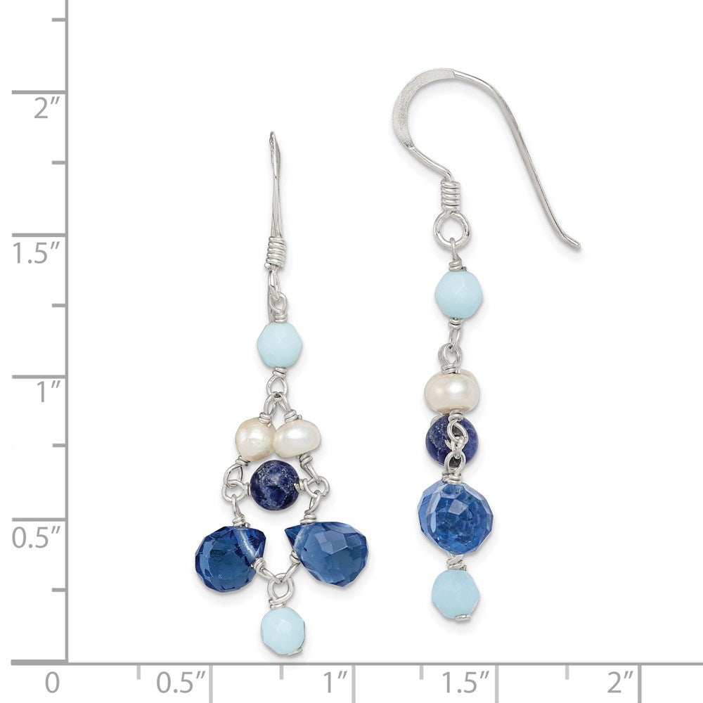 Sterlingsilber Poliert Amazonite/ Kristall / Lapis Fwc Perle Hängend Earr