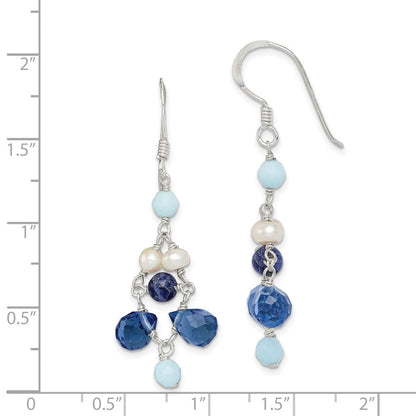 Sterlingsilber Poliert Amazonite/ Kristall / Lapis Fwc Perle Hängend Earr