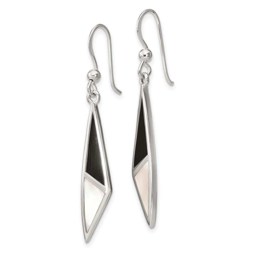 Sterlingsilber Poliert Onyx & Perlmutt Ohrhänger
