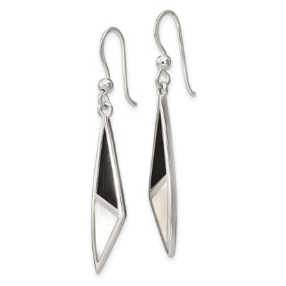 Sterlingsilber Poliert Onyx & Perlmutt Ohrhänger