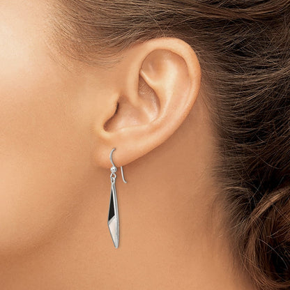 Sterlingsilber Poliert Onyx & Perlmutt Ohrhänger