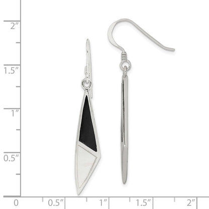 Sterlingsilber Poliert Onyx & Perlmutt Ohrhänger