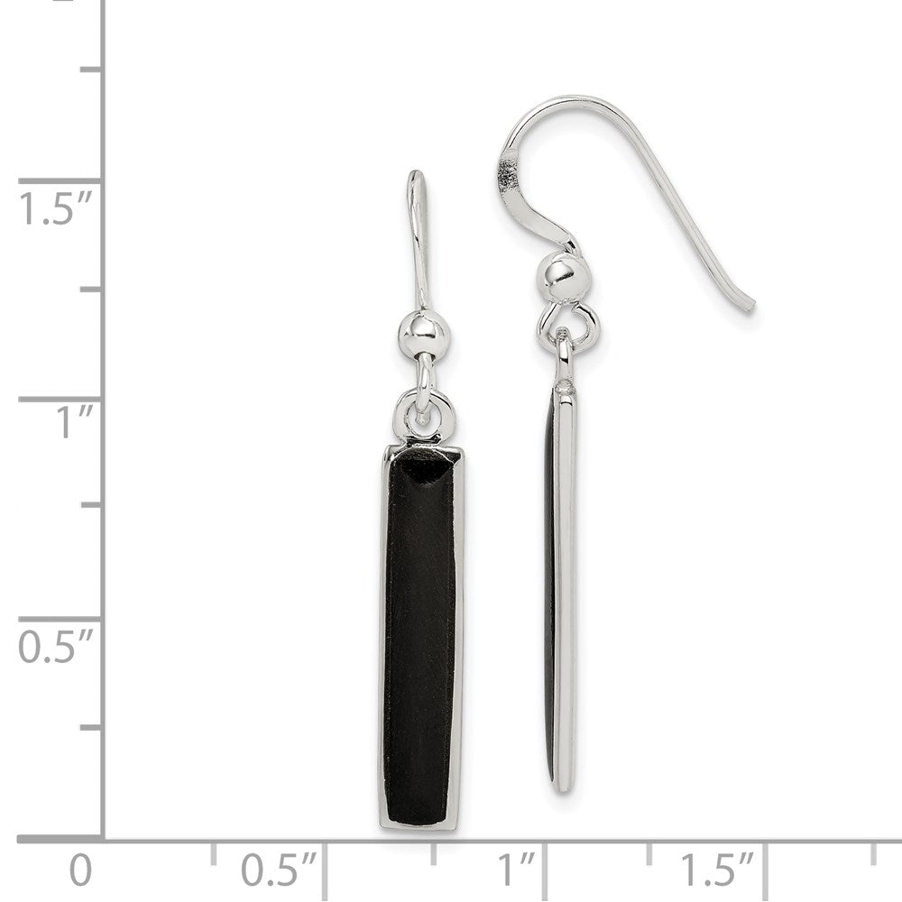 Sterlingsilber Poliert Onyx Stab Ohrhänger
