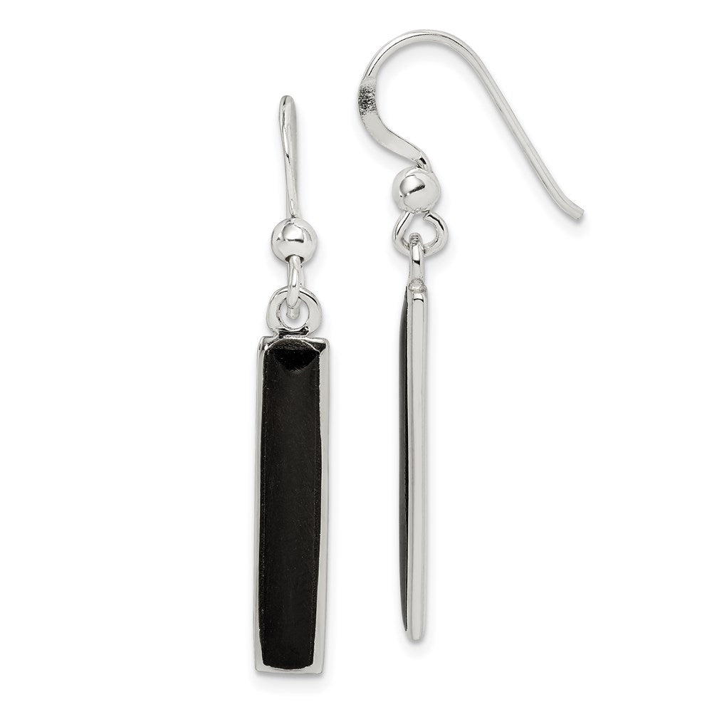 Sterlingsilber Poliert Onyx Stab Ohrhänger