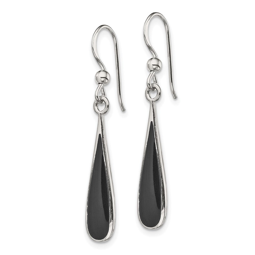 Sterlingsilber Poliert Onyx Tropfen Ohrhänger