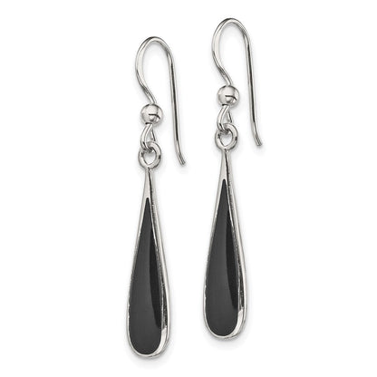 Sterlingsilber Poliert Onyx Tropfen Ohrhänger