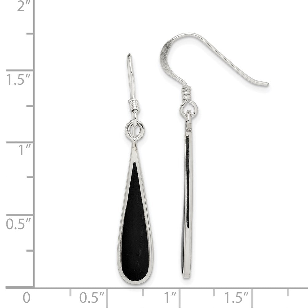 Sterlingsilber Poliert Onyx Tropfen Ohrhänger