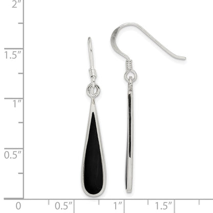 Sterlingsilber Poliert Onyx Tropfen Ohrhänger