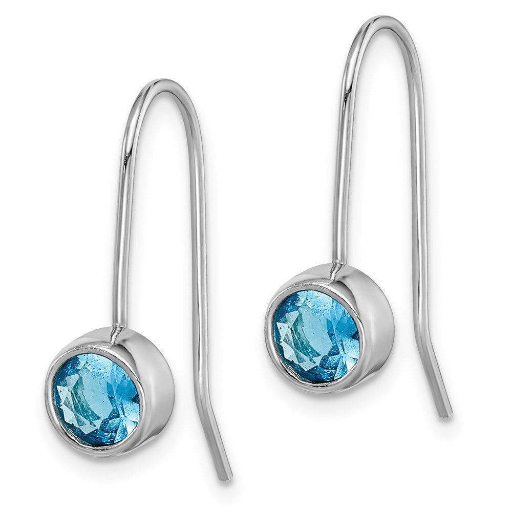 Sterlingsilber Rhodiniert Blautopas Rund Zargenfassung Set Ohrringe