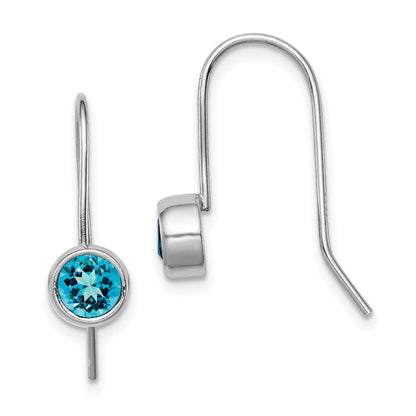 Sterlingsilber Rhodiniert Blautopas Rund Zargenfassung Set Ohrringe