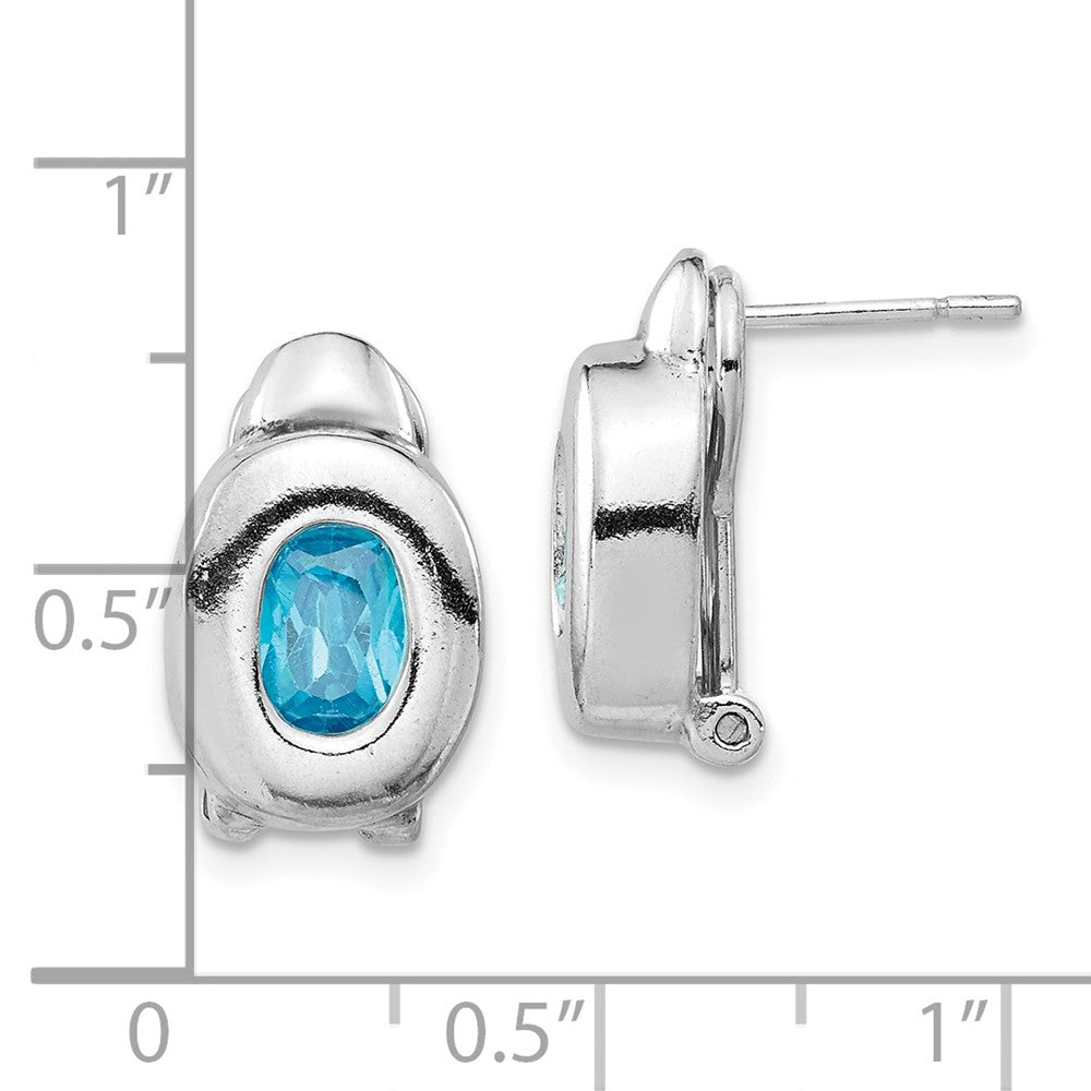 Sterlingsilber Blautopas Oval Omega Rückseite Ohrstecker