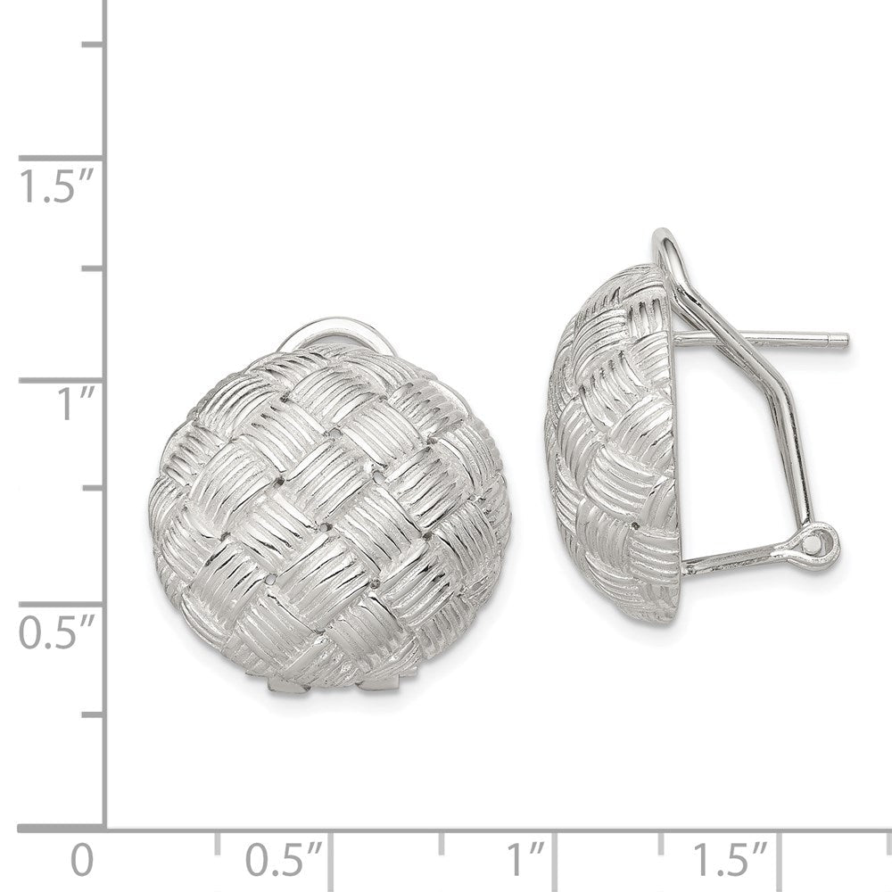 Sterlingsilber Rhodiniert Poliert Geflochten Kreis Omega Rückseite Ohrringe