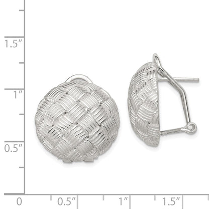 Sterlingsilber Rhodiniert Poliert Geflochten Kreis Omega Rückseite Ohrringe