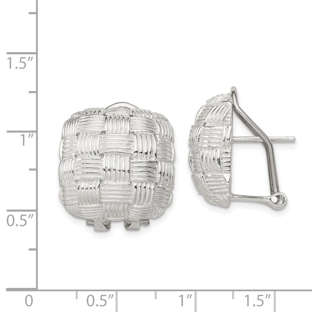 Sterlingsilber Rhodiniert Poliert Geflochten Quadratisch Omega Rückseite Ohrringe